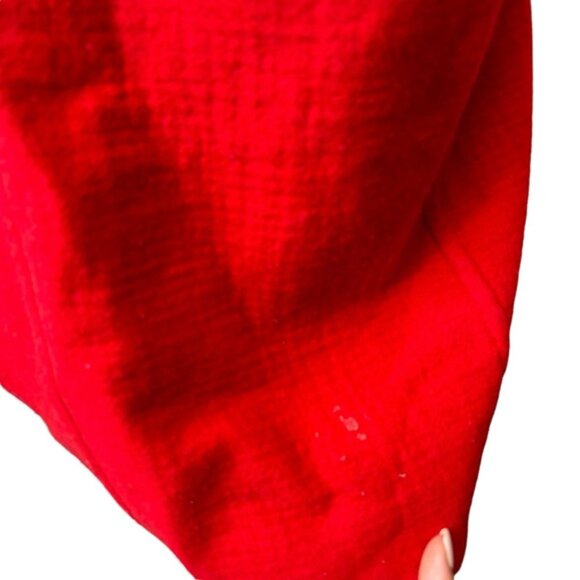 HELMUT LANG Red Wool Blanket Coat Large Oversized Overcoat Pea Coat Jacket - Picture 7 of 14